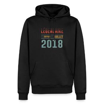 Juillet 2018 Anniversaire Idée Cadeau Vintage - Sweat à capuche Premium bio Homme - noir - Devant - Nico (187cm)
