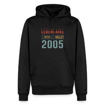 Juillet 2005 Anniversaire Idée Cadeau Vintage - Sweat à capuche Premium bio Homme - noir - Devant - Nico (187cm)