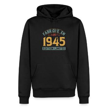 Fabriqué En Août 1945 Édition Limitée - Sweat à capuche Premium bio Homme - noir - Devant - Nico (187cm)