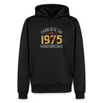 Fabriqué En Août 1975 Édition Limitée - Sweat à capuche Premium bio Homme - noir - Devant - Nico (187cm)
