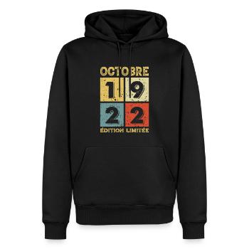 Octobre 1922 Édition Limitée Anniversaire Vintage - Sweat à capuche Premium bio Homme - noir - Devant - Nico (187cm)