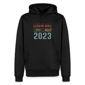 Légendaire Depuis Juillet 2023 Anniversaire Cadeau - Sweat à capuche Premium bio Homme - noir - Devant - Nico (187cm)