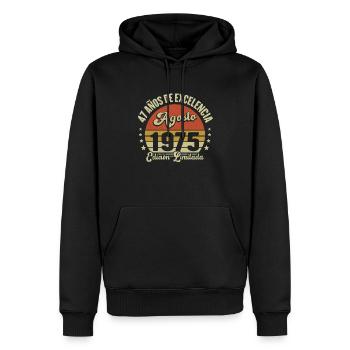 47 Ans Anniversaire Vintage Né(e) en Août 1975 - Sweat à capuche Premium bio Homme - noir - Devant - Nico (187cm)