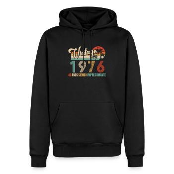 Anniversaire Vintage Idée Cadeau D Anniversaire 46 - Sweat à capuche Premium bio Homme - noir - Devant - Nico (187cm)