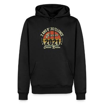 2 Ans D'excellence Février 2021 Édition Limitée - Sweat à capuche Premium bio Homme - noir - Devant - Nico (187cm)