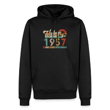 Anniversaire Vintage Idée Cadeau D Anniversaire 65 - Sweat à capuche Premium bio Homme - noir - Devant - Nico (187cm)
