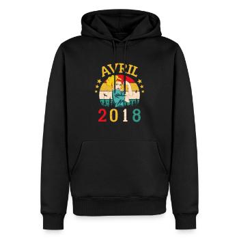 Avril 2018 Anniversaire Vintage Happy Birthday - Sweat à capuche Premium bio Homme - noir - Devant - Nico (187cm)