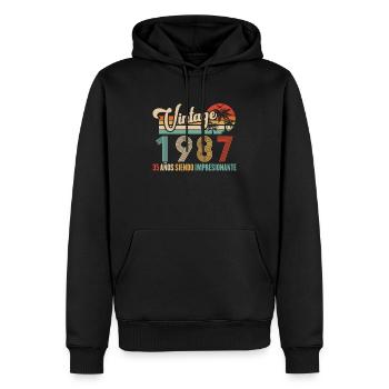 Anniversaire Vintage Idée Cadeau D Anniversaire 35 - Sweat à capuche Premium bio Homme - noir - Devant - Nico (187cm)