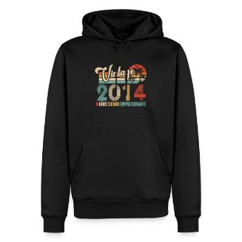 Anniversaire Vintage Idée Cadeau D Anniversaire 8 - Sweat à capuche Premium bio Homme - noir - Devant - Nico (187cm)