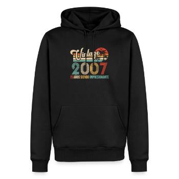 Anniversaire Vintage Idée Cadeau D Anniversaire 15 - Sweat à capuche Premium bio Homme - noir - Devant - Nico (187cm)