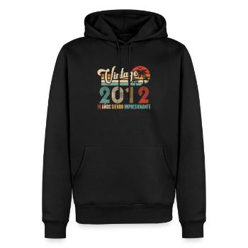 Anniversaire Vintage Idée Cadeau D Anniversaire 10 - Sweat à capuche Premium bio Homme - noir - Devant - Nico (187cm)
