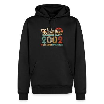 Anniversaire Vintage Idée Cadeau D Anniversaire 20 - Sweat à capuche Premium bio Homme - noir - Devant - Nico (187cm)