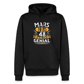 Mars 1975 48 Ans Que Je Suis Génial Anniversaire - Sweat à capuche Premium bio Homme - noir - Devant - Nico (187cm)