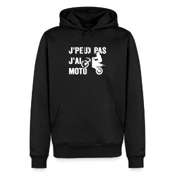 Je Peux Pas J'ai Moto Humour Cadeau Anniversaire - Sweat à capuche Premium bio Homme - noir - Devant - Nico (187cm)