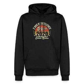 Mars 2 Ans Mariage Idée Cadeau Anniversaire Mari - Sweat à capuche Premium bio Homme - noir - Devant - Nico (187cm)