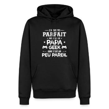 je ne suis pas parfait mais je suis un papa geek - Sweat à capuche Premium bio Homme - noir - Devant - Nico (187cm)