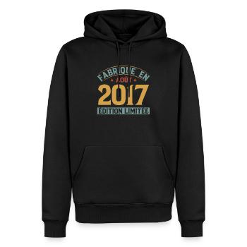 Fabriqué En Août 2017 Édition Limitée - Sweat à capuche Premium bio Homme - noir - Devant - Nico (187cm)