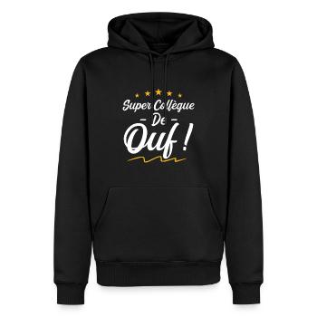 Super Collègue De Ouf | Collègue travail - Sweat à capuche Premium bio Homme - noir - Devant - Nico (187cm)