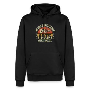 48 Ans D'excellence Mars 1975 Édition Limitée - Sweat à capuche Premium bio Homme - noir - Devant - Nico (187cm)