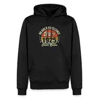 98 Ans D'excellence Mars 1925 Édition Limitée - Sweat à capuche Premium bio Homme - noir - Devant - Nico (187cm)