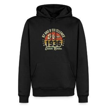 87 Ans D'excellence Mars 1936 Édition Limitée - Sweat à capuche Premium bio Homme - noir - Devant - Nico (187cm)