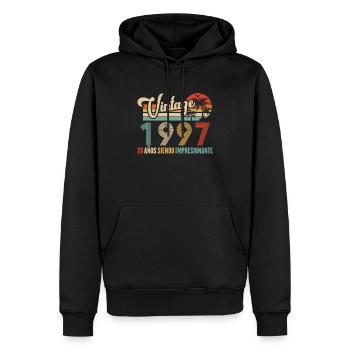 Anniversaire Vintage Idée Cadeau D Anniversaire 26 - Sweat à capuche Premium bio Homme - noir - Devant - Nico (187cm)
