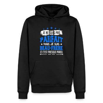 Pas parfait beau frère - Sweat à capuche Premium bio Homme - noir - Devant - Nico (187cm)