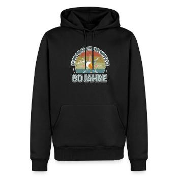 Ich war damals schon der Schnellste 60. Geburtstag - Männer Premium Bio Hoodie - Schwarz - Vorne - Nico (187cm)