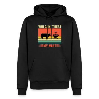 Vous ne pouvez pas battre ma viande - grillades - Sweat à capuche Premium bio Homme - noir - Devant - Nico (187cm)