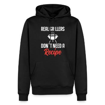 Echte Griller Brauchen Kein Rezept - Grillen - Männer Premium Bio Hoodie - Schwarz - Vorne - Nico (187cm)