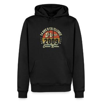 14 Ans D'excellence Mars 2009 Édition Limitée - Sweat à capuche Premium bio Homme - noir - Devant - Nico (187cm)
