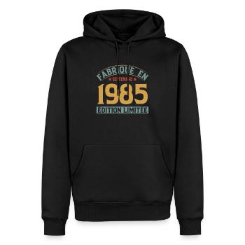 Fabriqué En Septembre 1985 Édition Limitée - Sweat à capuche Premium bio Homme - noir - Devant - Nico (187cm)