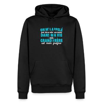Grand-frère Est Nom Préféré - Sweat à capuche Premium bio Homme - noir - Devant - Nico (187cm)