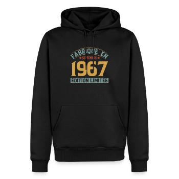 Fabriqué En Septembre 1967 Édition Limitée - Sweat à capuche Premium bio Homme - noir - Devant - Nico (187cm)