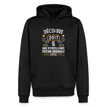 Anniversaire Vintage Idée Cadeau Décembre 2017 5 - Sweat à capuche Premium bio Homme - noir - Devant - Nico (187cm)