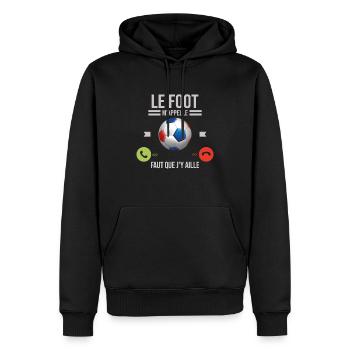 Le Foot M'appelle Faut Que J'y Aille - Sweat à capuche Premium bio Homme - noir - Devant - Nico (187cm)