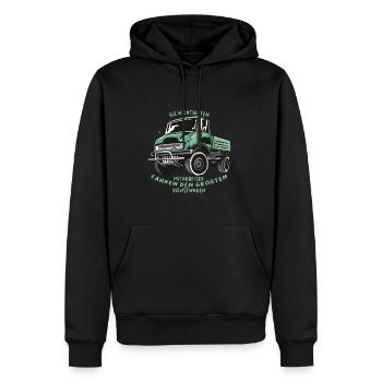 Die wichtigsten Mitarbeiter fahren den größten - Männer Premium Bio Hoodie - Schwarz - Vorne - Nico (187cm)