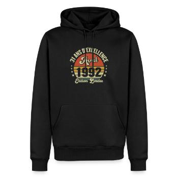 Avril 1992 31 Ans Anniversaire Vintage Idée Cadeau - Sweat à capuche Premium bio Homme - noir - Devant - Nico (187cm)