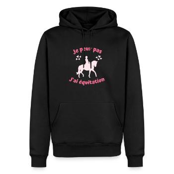 Je Peux Pas J'ai Equitation Idée Cadeau Cavalière - Sweat à capuche Premium bio Homme - noir - Devant - Nico (187cm)