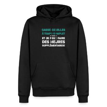 Casse-couilles À Temps Complet - Sweat à capuche Premium bio Homme - noir - Devant - Nico (187cm)