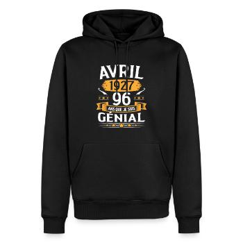Avril 1927 96 Ans Que Je Suis Génial Anniversaire - Sweat à capuche Premium bio Homme - noir - Devant - Nico (187cm)