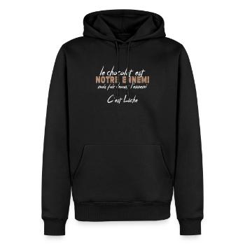 Le Chocolat Est Notre Ennemi - Sweat à capuche Premium bio Homme - noir - Devant - Nico (187cm)