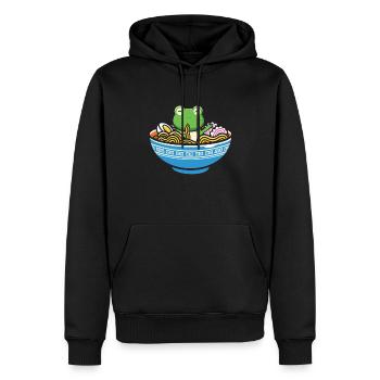 Ramen Frog Japon Kawaii - Sweat à capuche Premium bio Homme - noir - Devant - Nico (187cm)