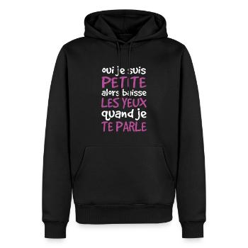 Oui Je Suis Petite Alors Baisse Les Yeux - Sweat à capuche Premium bio Homme - noir - Devant - Nico (187cm)