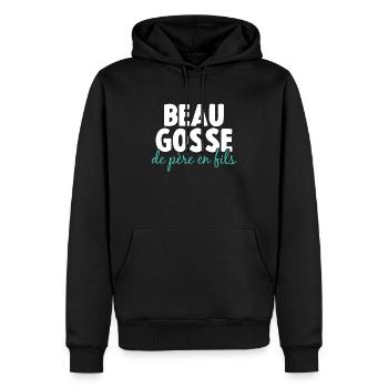 Beau Gosse De Père En Fils - Sweat à capuche Premium bio Homme - noir - Devant - Nico (187cm)