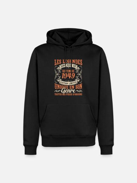 Anniversaire Vintage Idée Cadeau Septembre 1949 - Sweat à capuche Premium bio Homme - noir