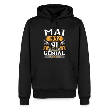 Mai 1932 91 Ans Que Je Suis Génial Anniversaire - Sweat à capuche Premium bio Homme - noir - Devant - Nico (187cm)