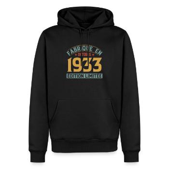 Fabriqué En Octobre 1933 Édition Limitée - Sweat à capuche Premium bio Homme - noir - Devant - Nico (187cm)