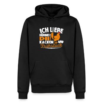 Ich Liebe Hühner Die Kacken Frühstück - Männer Premium Bio Hoodie - Schwarz - Vorne - Nico (187cm)