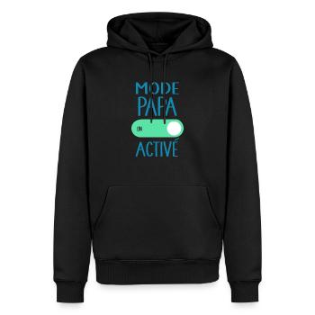 Mode Papa Activé Idée Cadeau Annonce Grossesse - Sweat à capuche Premium bio Homme - noir - Devant - Nico (187cm)